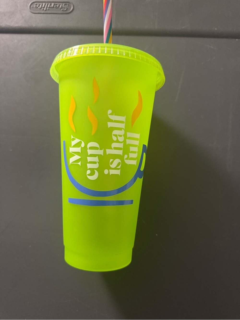 NEW Starbucks 'My Cup Is Half Full' Reusable Tumbler with Lid and Straw